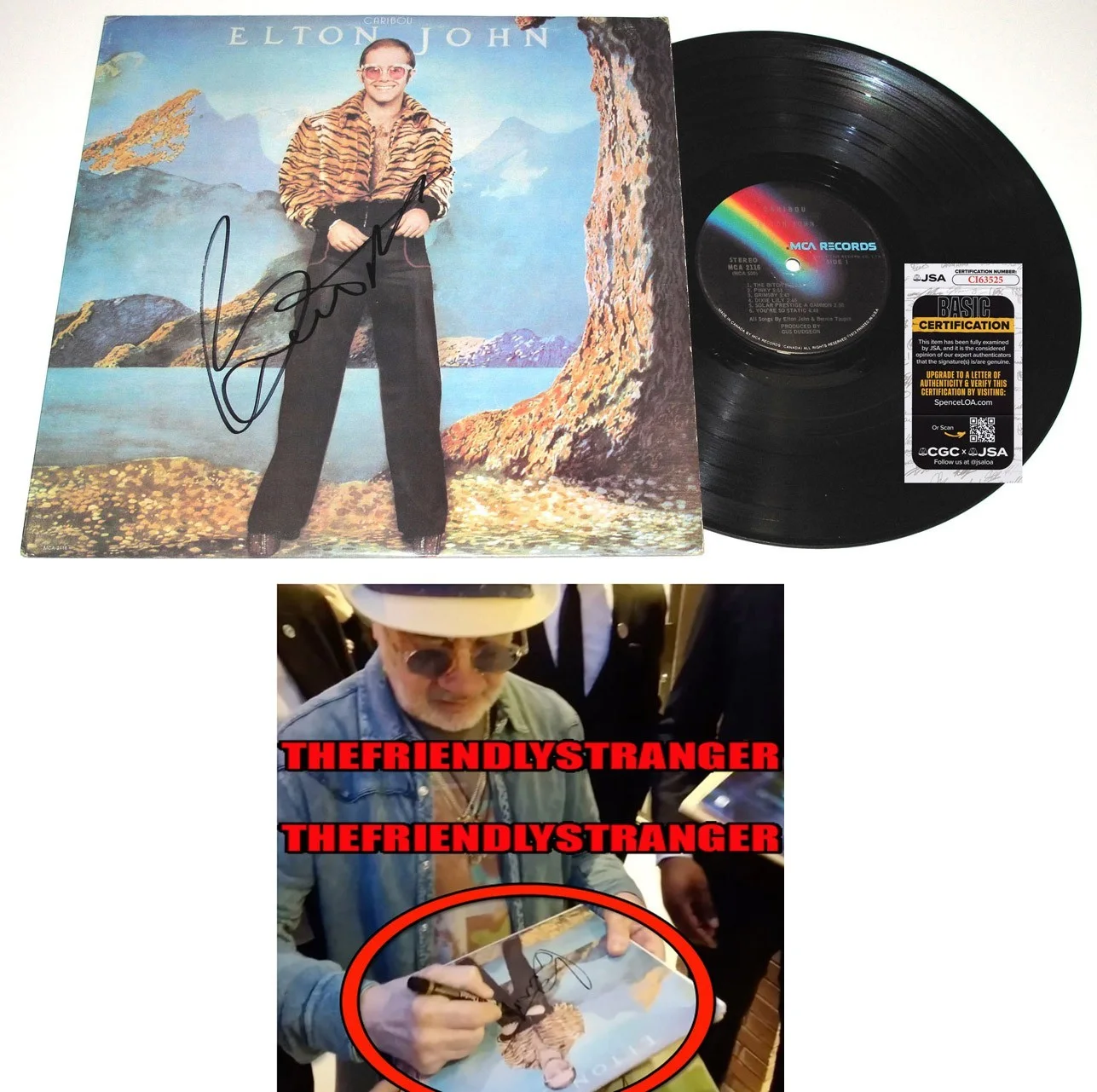 Bernie Taupin — Bernie Taupin signed ELTON JOHN "CARIBOU" Vinyl Album EXACT PROOF c JSA COA