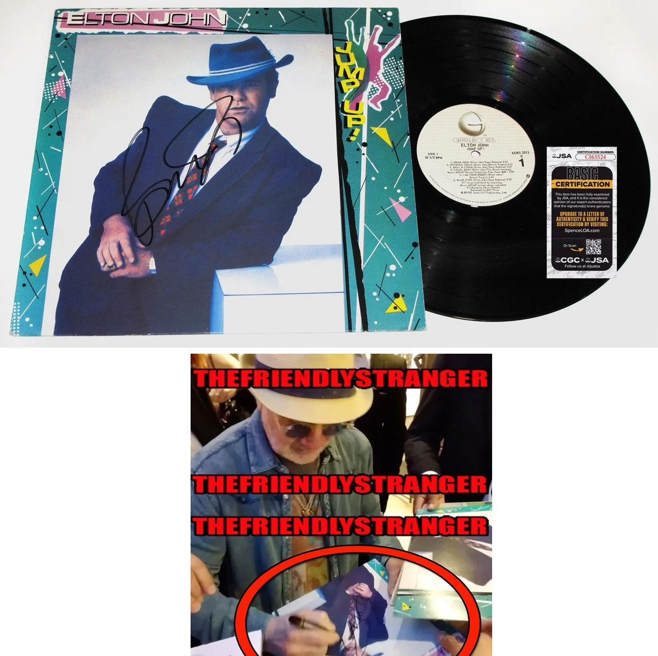 Bernie Taupin — Bernie Taupin signed ELTON JOHN "JUMP UP" Vinyl Album EXACT PROOF e JSA COA