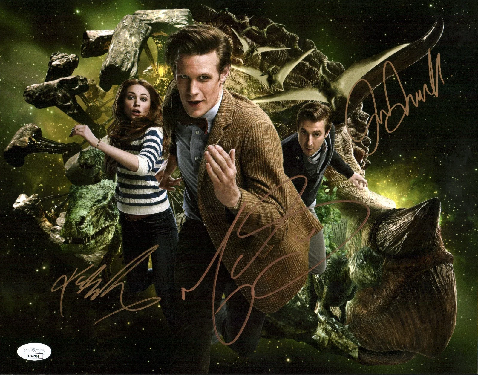 Matt Smith, Arthur Darvill, Karen Gillan — Doctor Who 11x14 Cast Signed Photo Poster Matt Smith +2 JSA Certified Autograph