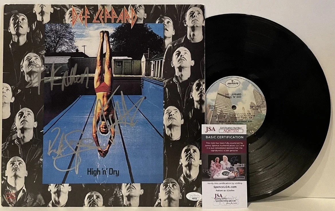Def Leppard Signed x3 High and Dry Album Vinyl Record Joe Elliot Rick JSA COA, изображение 2