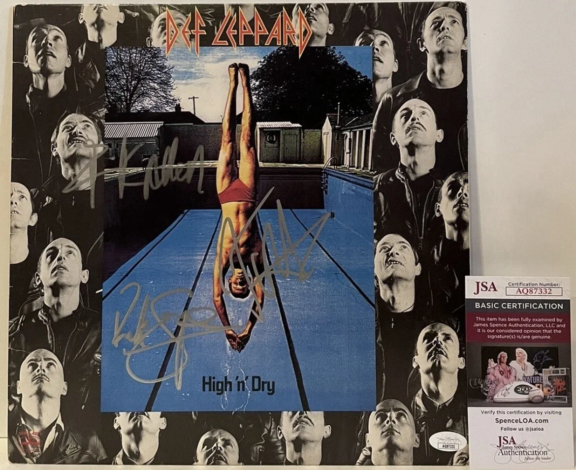 Def Leppard Signed x3 High and Dry Album Vinyl Record Joe Elliot Rick JSA COA, изображение 3