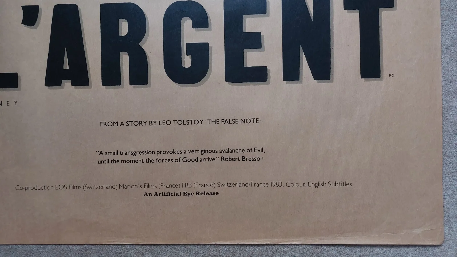 L'ARGENT Original UK Quad Poster, image 4