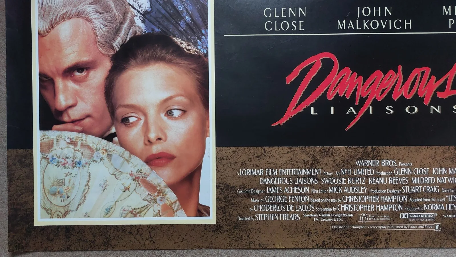 Dangerous Liaisons Original UK Quad Poster, изображение 3
