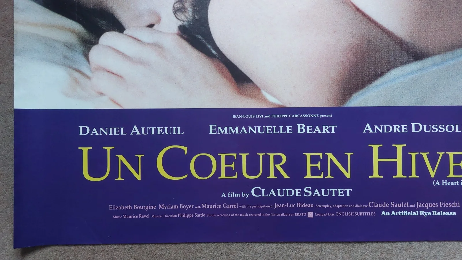 Un Coeur en Hiver (A Heart in Winter) Original UK Quad Poster, изображение 3