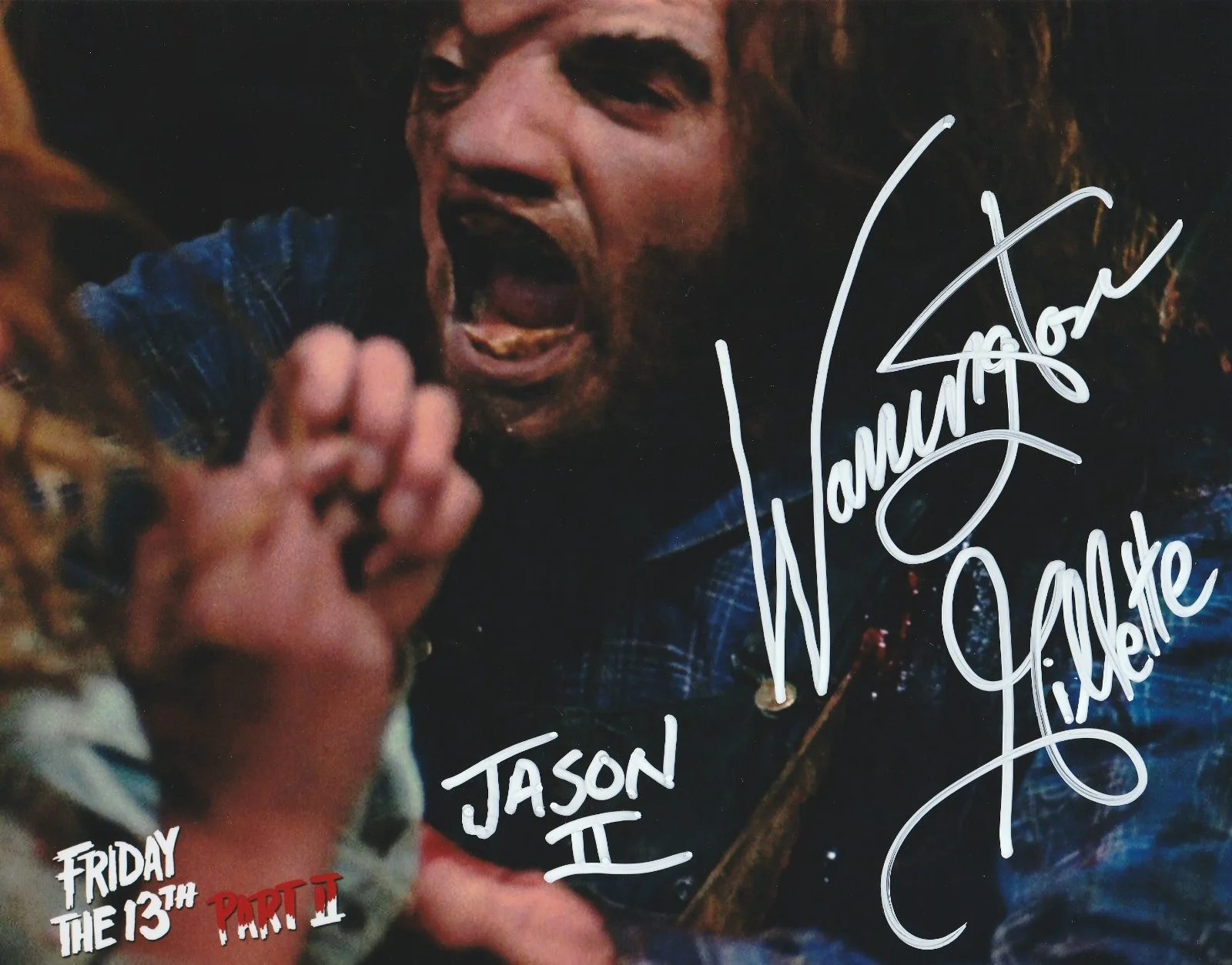 WARRINGTON GILLETTE — WARRINGTON GILLETTE SIGNED 10X8 COLOR PHOTO FRIDAY THE 13TH PART 2 AUTOGRAPH