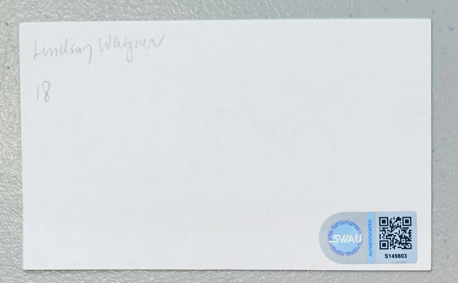 Lindsay Wagner Signed Autographed 3x5 Card SWAU Cert The Bionic Woman, изображение 2