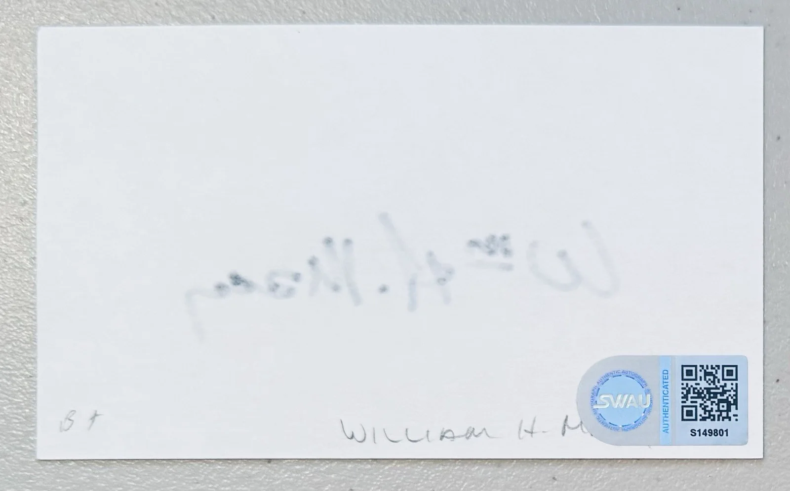 William H Macy Signed Autographed 3x5 Card SWAU Cert Fargo Magnolia, image 2
