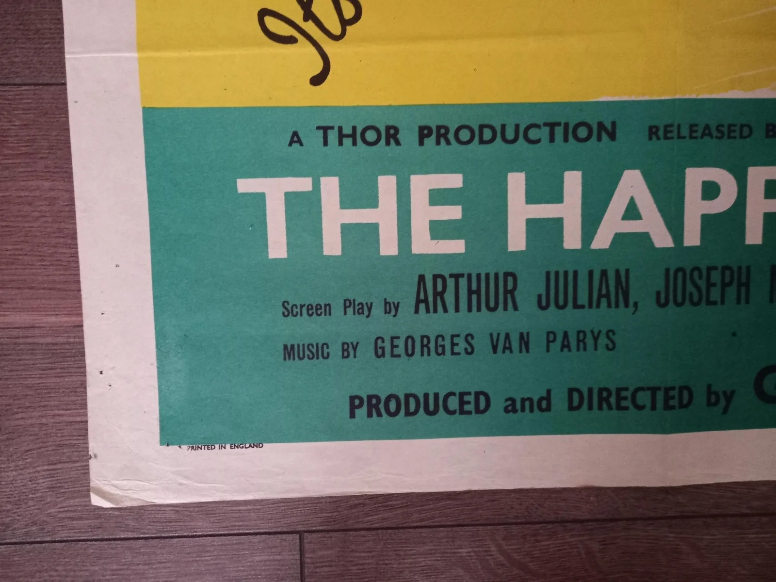 THE HAPPY ROAD 1957 BRITISH QUAD POSTER GENE KELLY MICHAEL REDGRAVE BOBBY CLARK, изображение 2