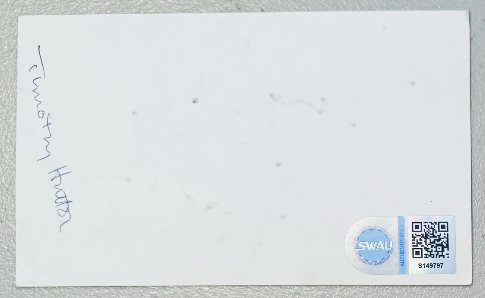 Timothy Hutton Signed Autographed 3x5 Card SWAU Cert Ordinary People, изображение 2