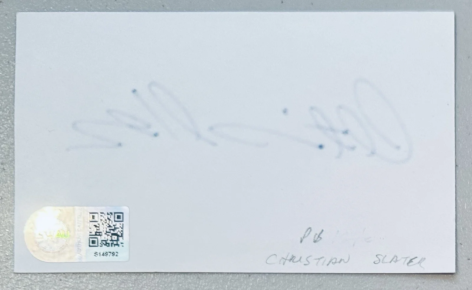 Christian Slater Signed Autographed 3x5 Card SWAU Cert Heathers Robin Hood, изображение 2