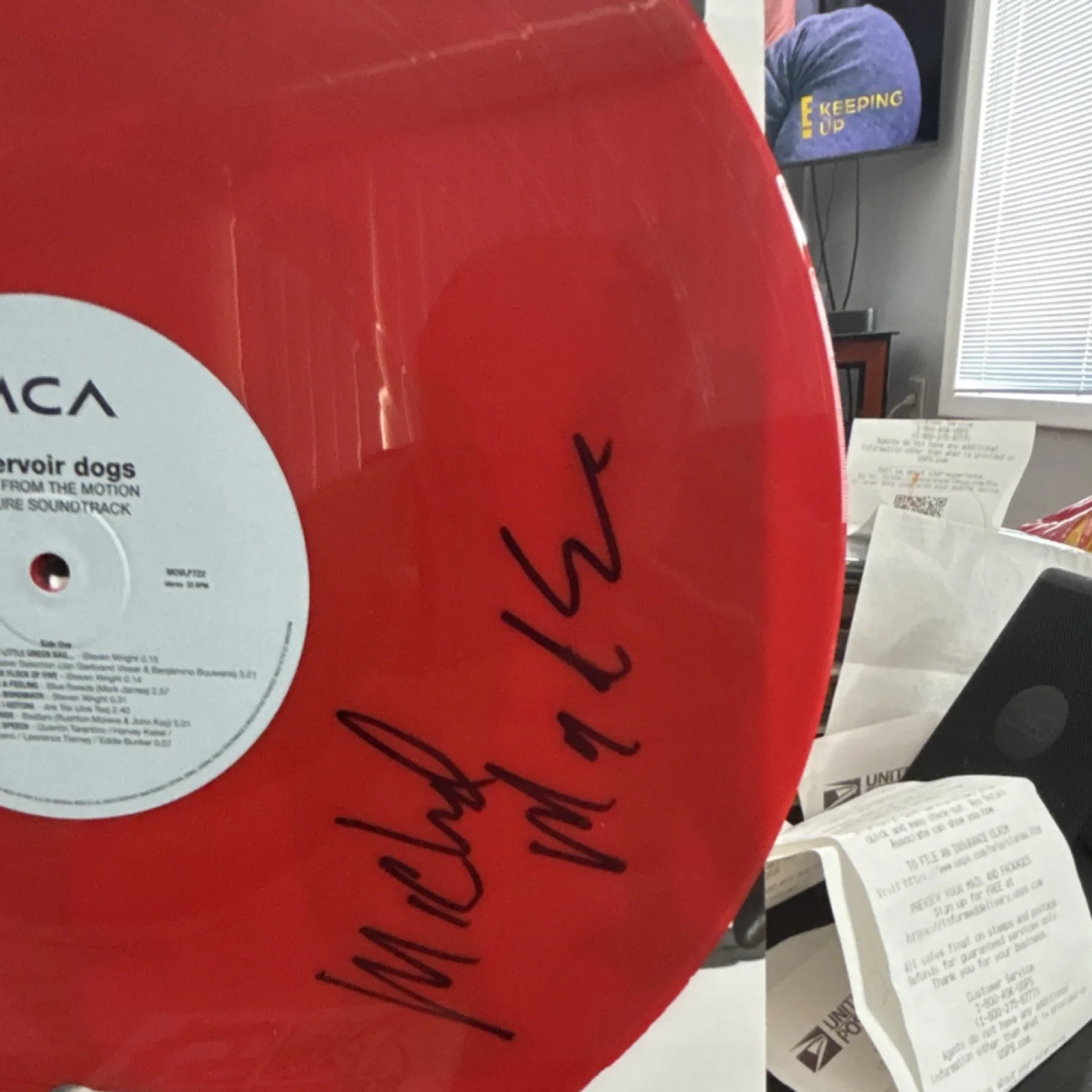 Reservoir Dogs Soundtrack Autographed Michael Madsen Red Vinyl Record MCA PSA, изображение 3