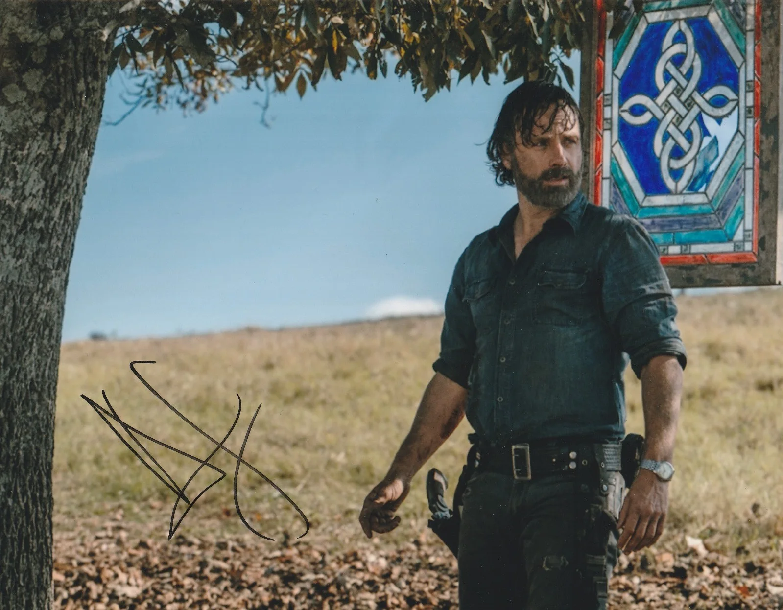 ANDREW LINCOLN — ANDREW LINCOLN AMC THE WALKING DEAD SIGNED 10X8 COLOR PHOTO RICK GRIMES TV