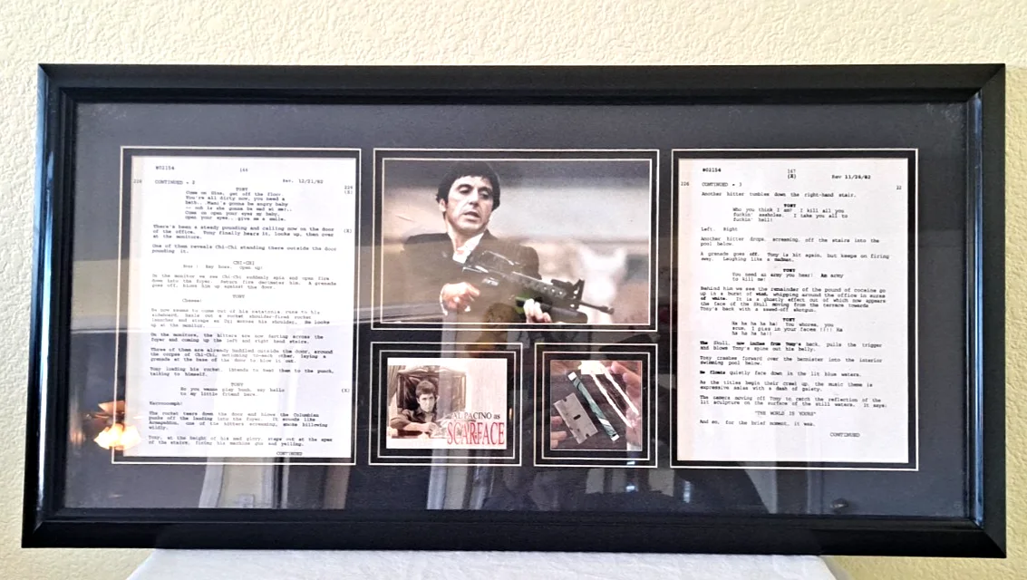 Al Pacino Unsigned Scarface Script Framed 17x32, image 2