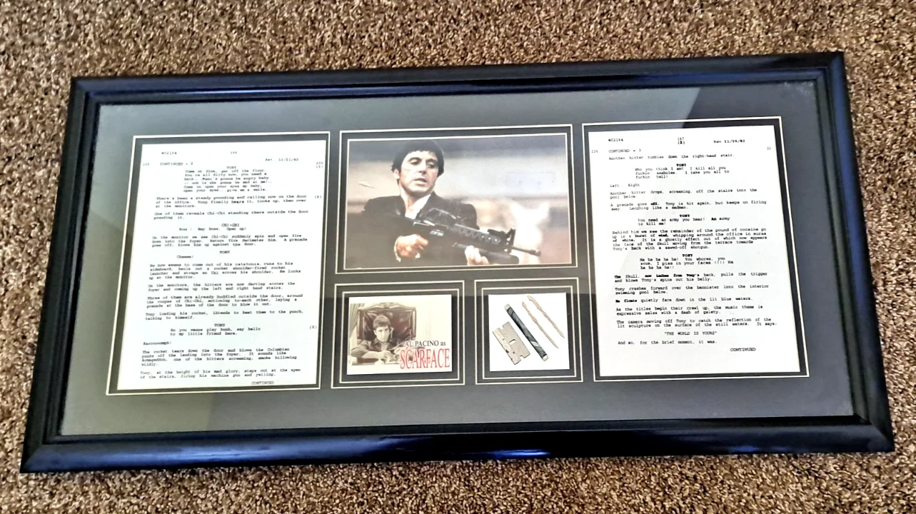 Al Pacino Unsigned Scarface Script Framed 17x32, image 3