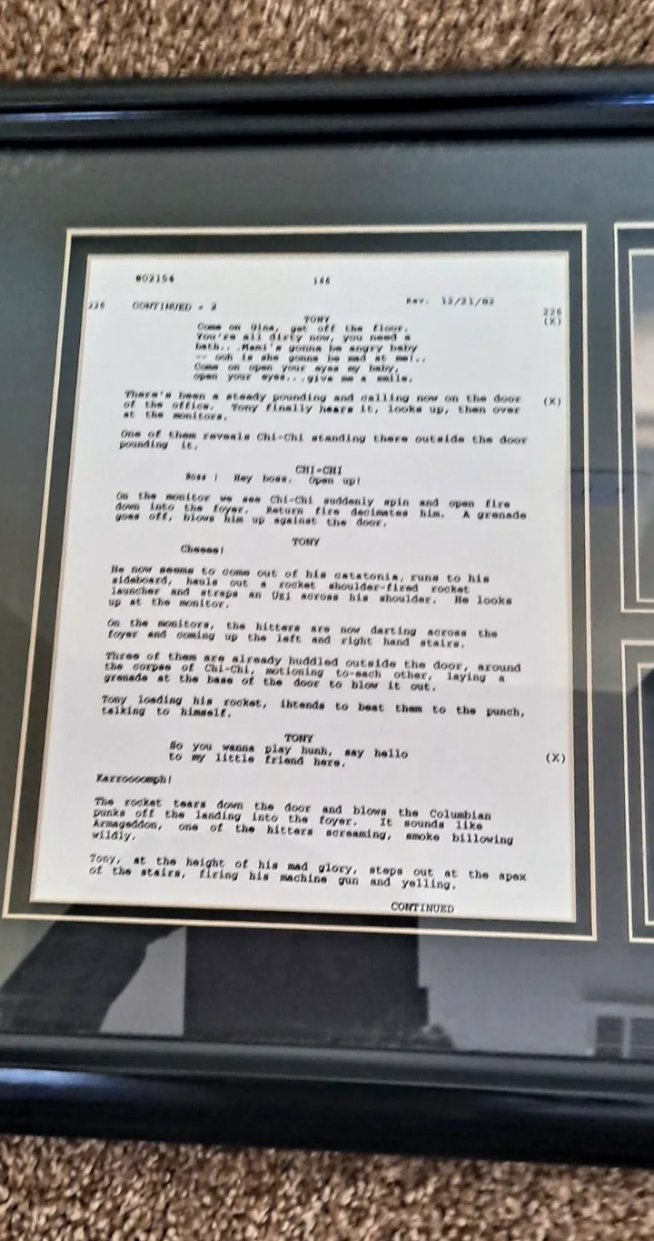 Al Pacino Unsigned Scarface Script Framed 17x32, image 4