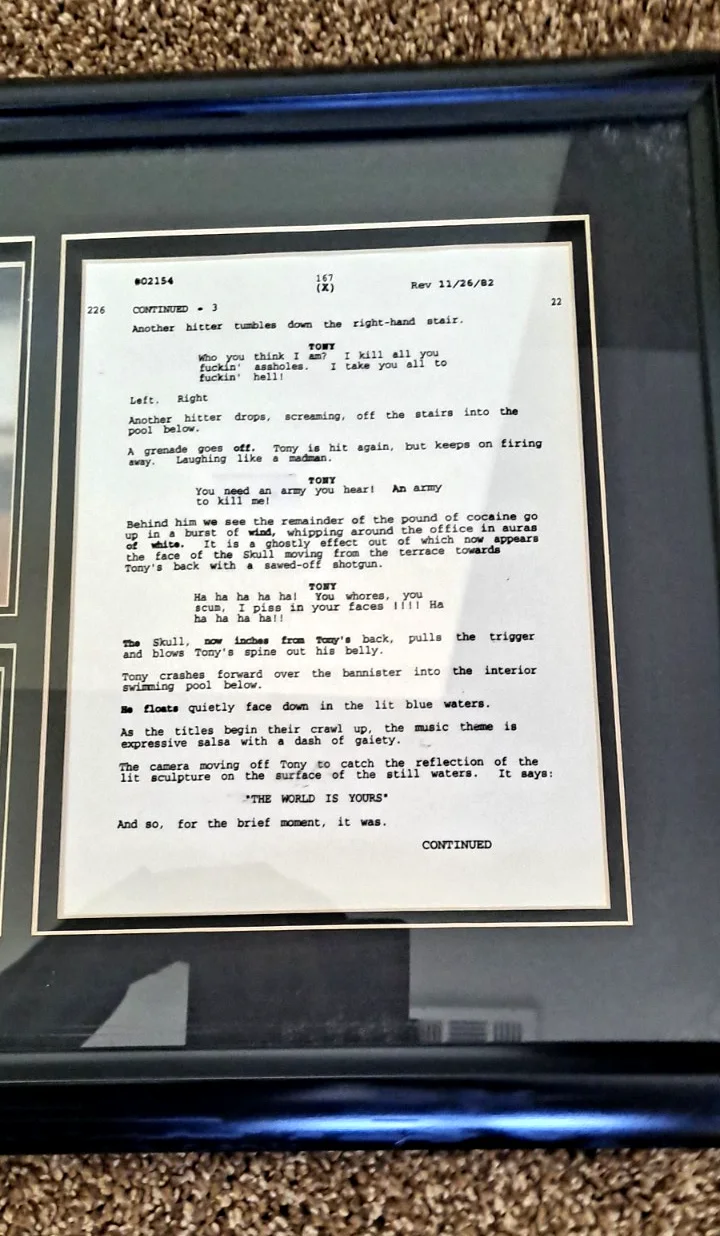 Al Pacino Unsigned Scarface Script Framed 17x32, image 5