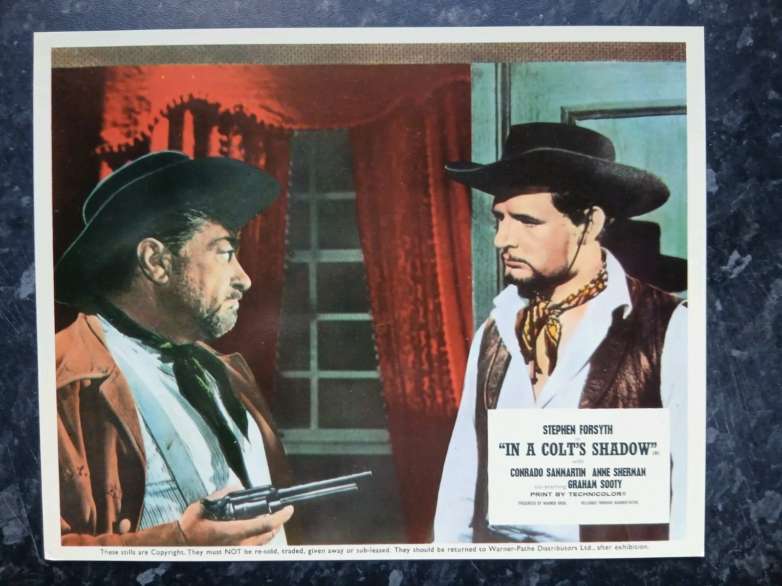 IN A COLTS SHADOW, SET OF 8 LOBBY CARDS. STEPHEN FORSYTH, GIOVANNI GRIMALDI., image 2