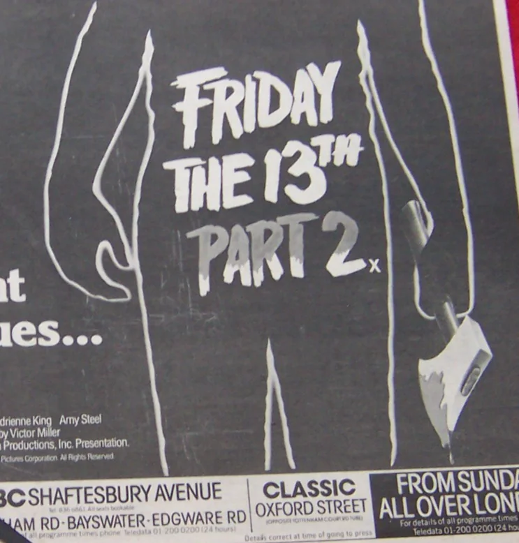 FRIDAY THE 13th PART 2 SLASHER HORROR FILM MOVIE 1981 ORIGINAL VINTAGE ADVERT, изображение 2