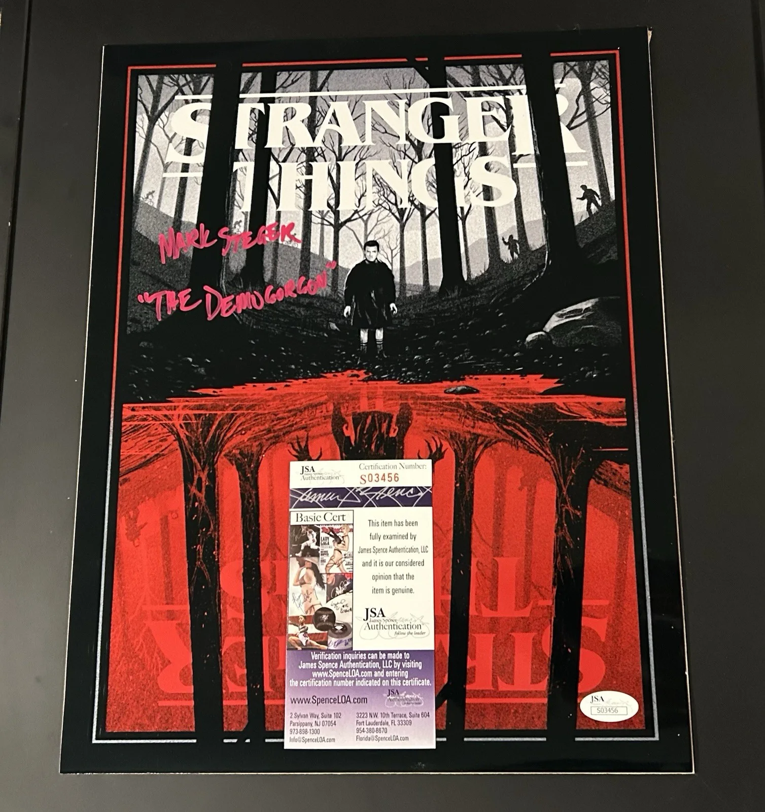 Mark Steger — Mark Steger Signed 11x14 Stranger Things Demogorgon Inscribed JSA COA, image 2