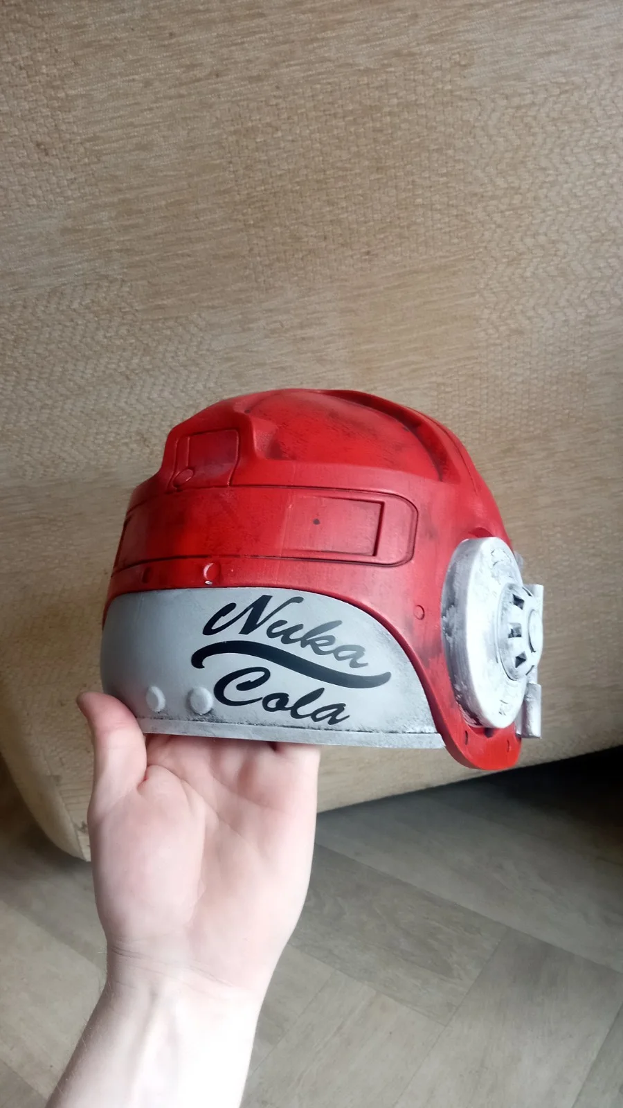 Fallout Combat Armor Helmet 3d printed Prop Nuka Cola Edition, image 3
