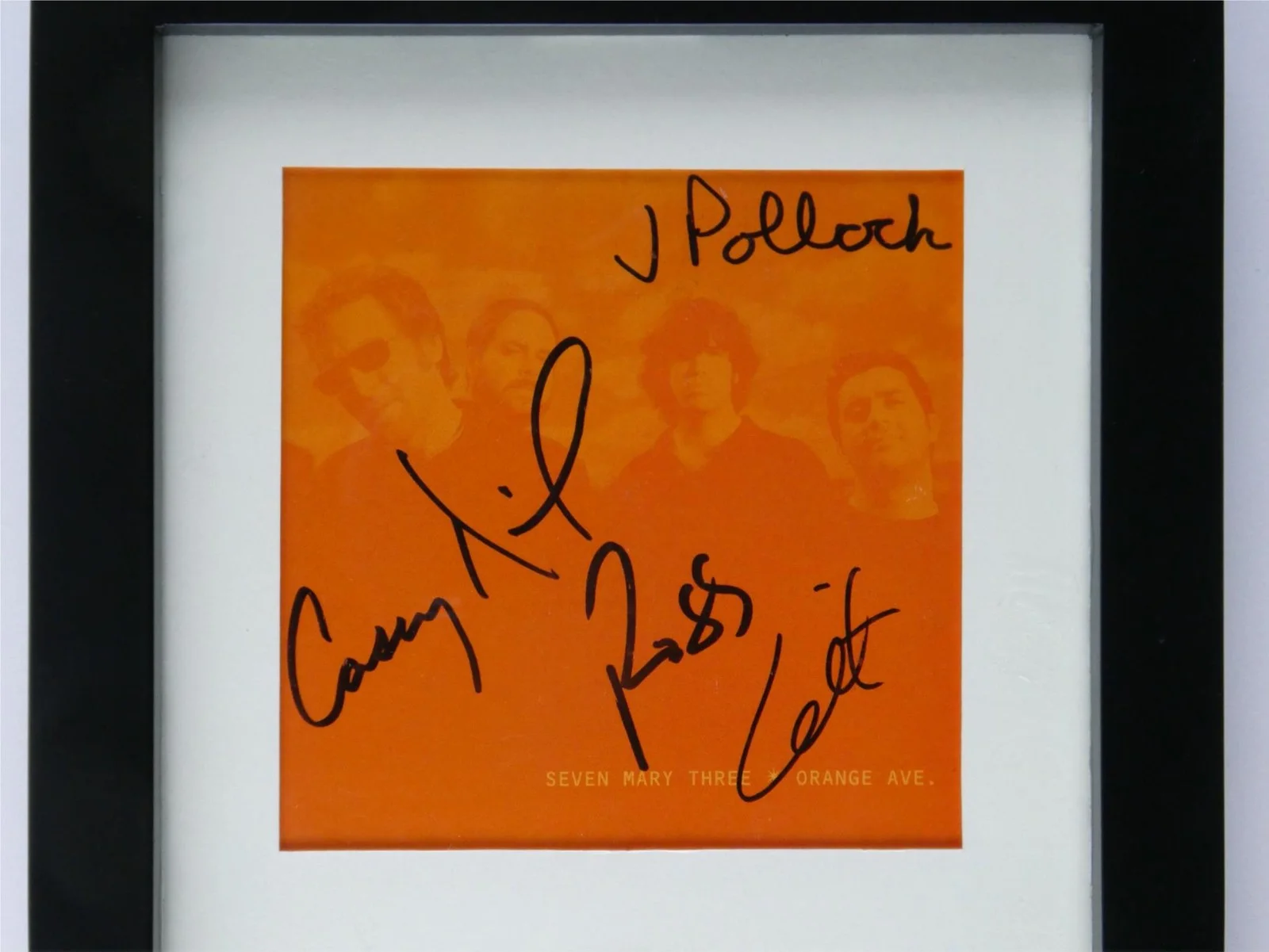 Seven Mary Three Signed CD Cover Orange Ave Framed Display Matted 7.75x13.25, image 2