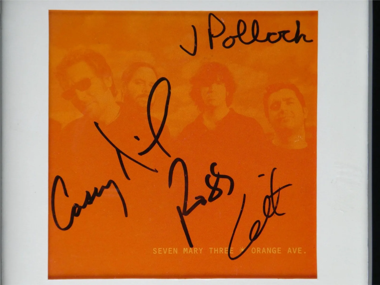 Seven Mary Three Signed CD Cover Orange Ave Framed Display Matted 7.75x13.25, image 3