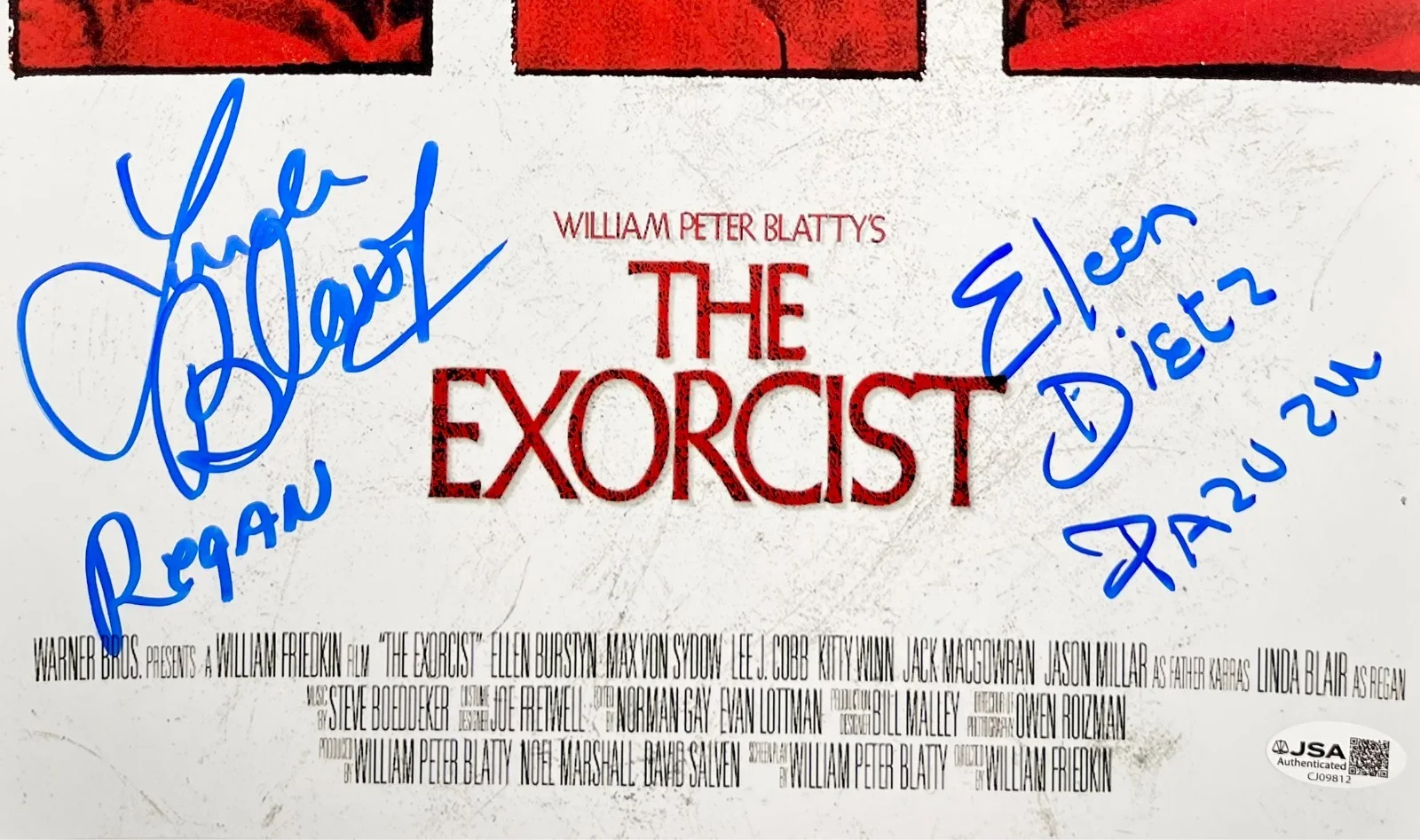 Linda Blair — Linda Blair & Eileen Dietz Signed The Exorcist 11x17 Movie Poster JSA COA, изображение 2