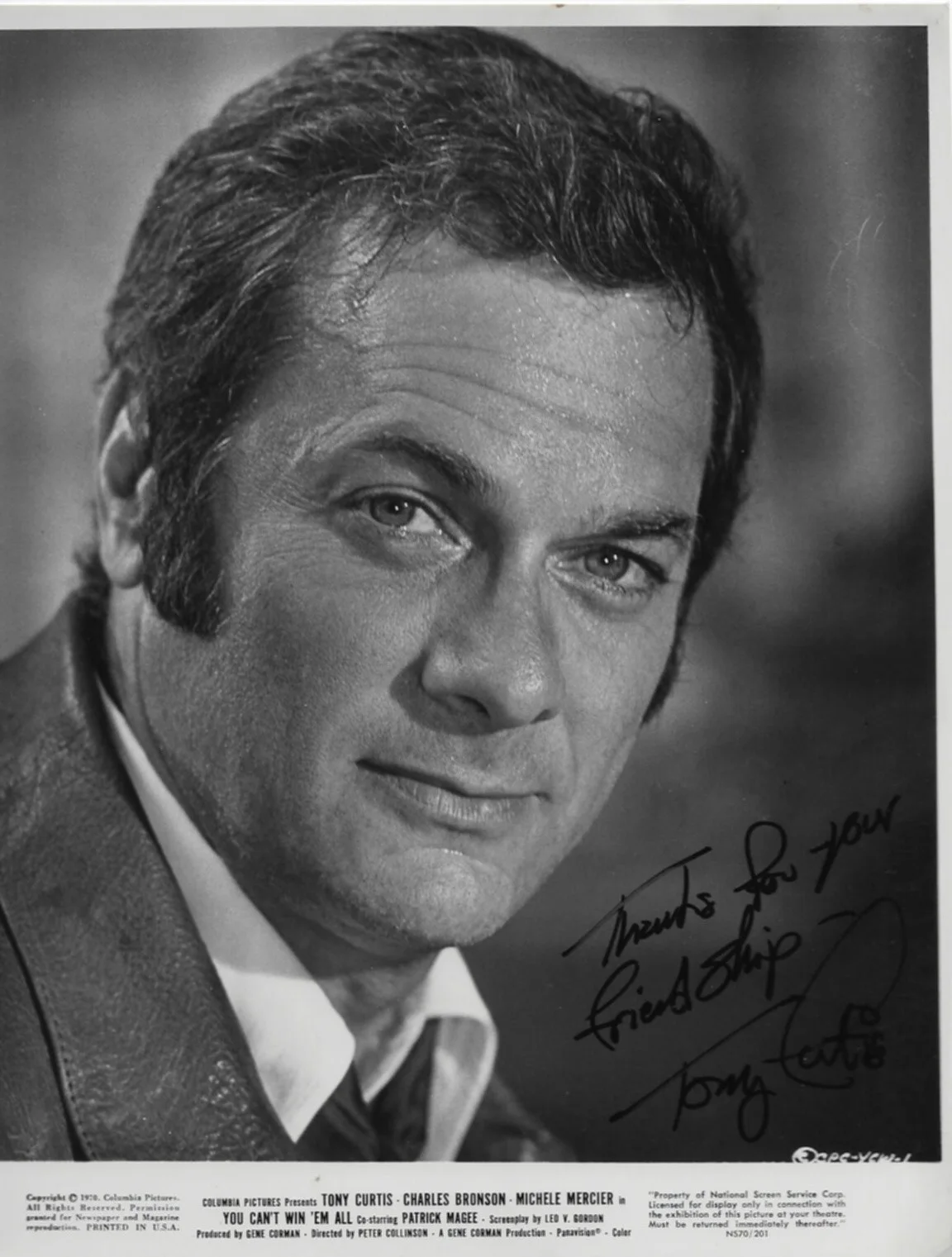 Tony Curtis — Tony Curtis legendary 1950 60s actor REAL hand SIGNED Autographed 8x10 Photo