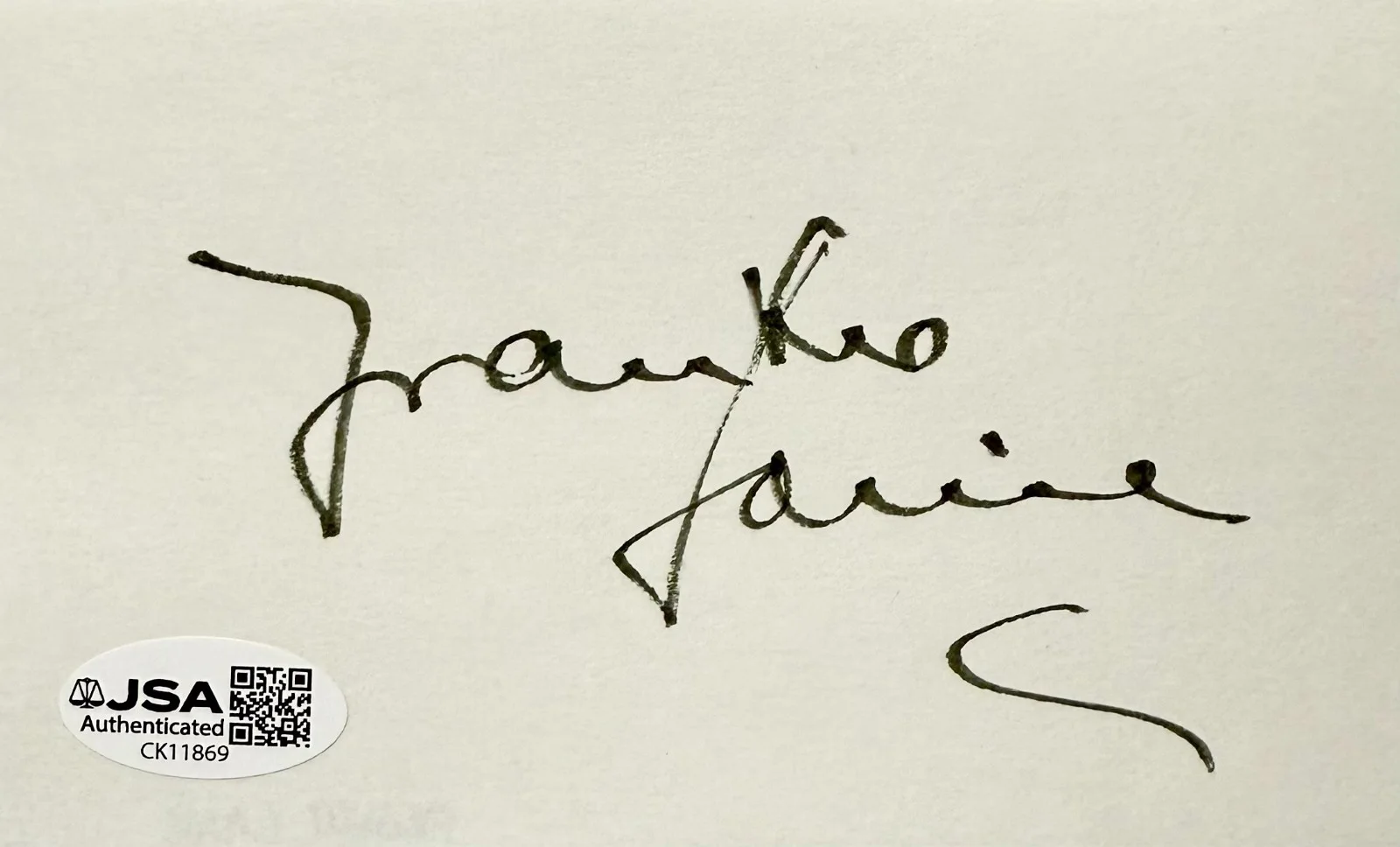 FRANKIE LAINE Signed Autograph 3"x 5" INDEX CARD American Singer JSA CERTIFIED, image 3