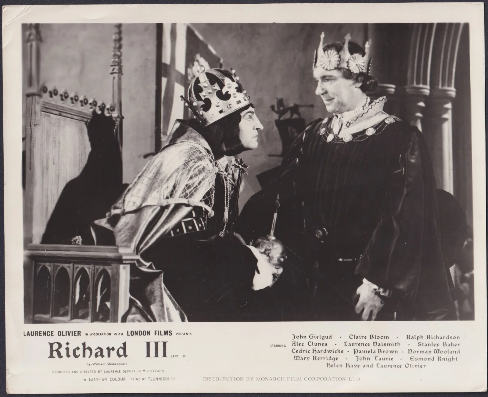 Richard III 2x ORIGINAL UK FOH Lobby Cards + 1x Still Shakespeare Olivier Bloom, изображение 3