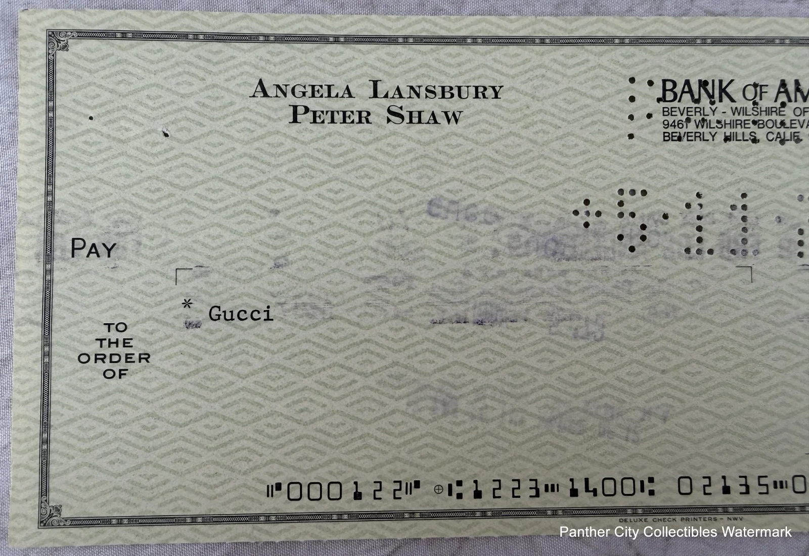 1973 Signed Check Peter Shaw Angela Lansbury Hollywood Actor Actress To Gucci, image 2