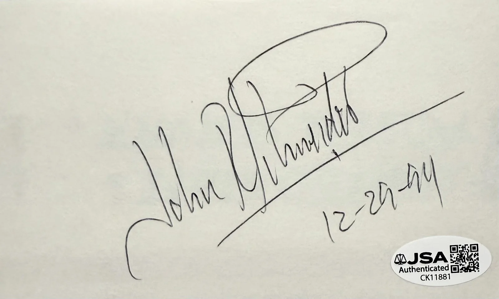 John Schneider — JOHN SCHNEIDER Signed Autographed 3x5 INDEX CARD Dukes of Hazzard JSA CERTIFIED, image 3