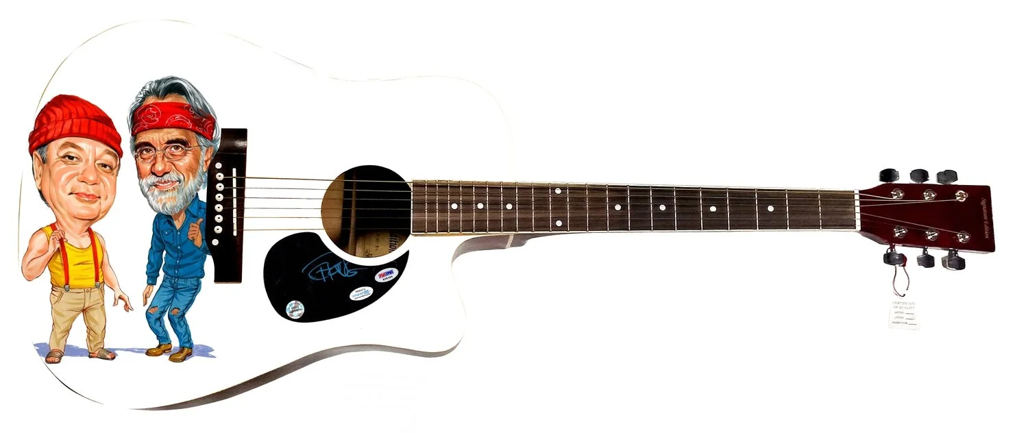 Tommy Chong of Cheech & Chong Signed Custom Graphics 1/1 Acoustic Guitar, изображение 2