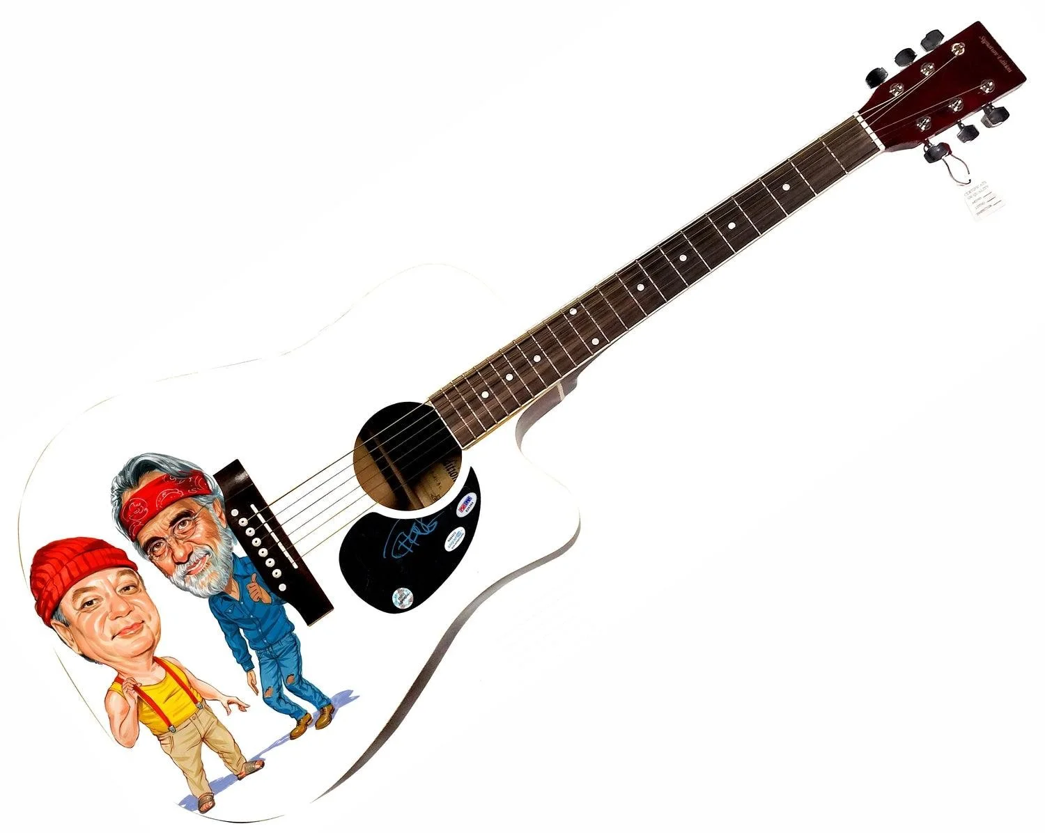 Tommy Chong of Cheech & Chong Signed Custom Graphics 1/1 Acoustic Guitar, изображение 3