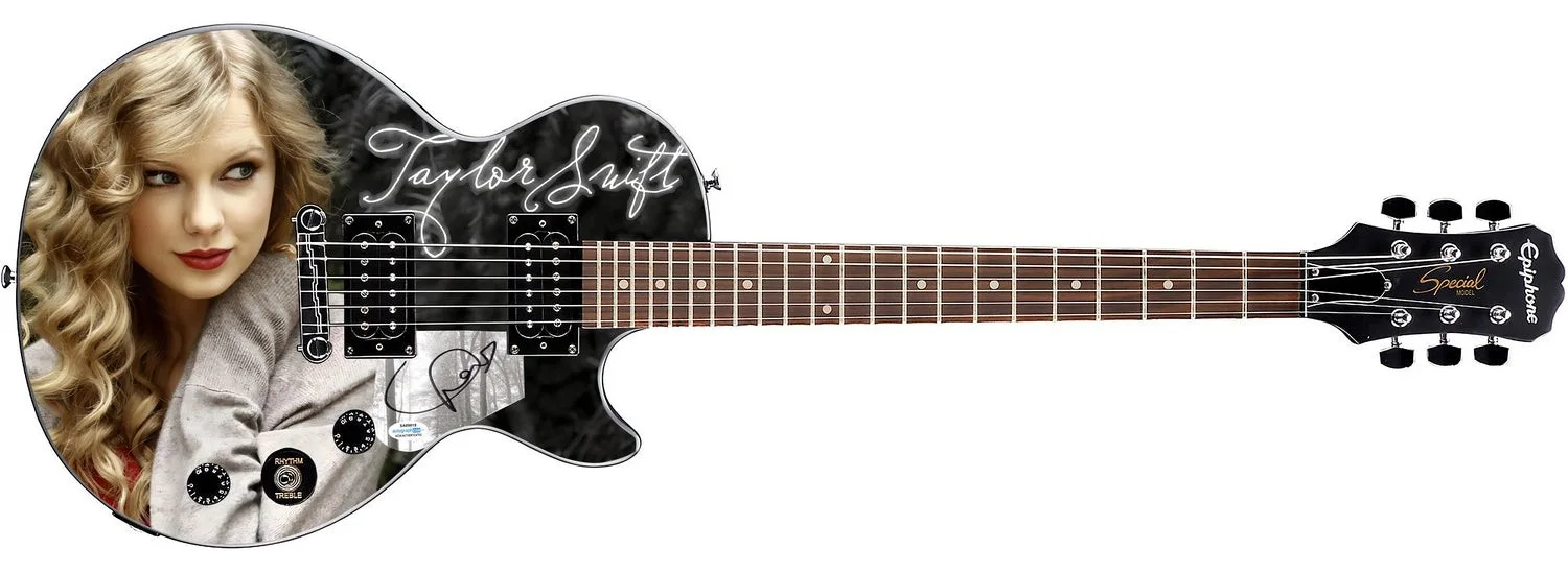Taylor Swift Signed Epiphone 1/1 Graphics Guitar ACOA w Display Case Option, image 2