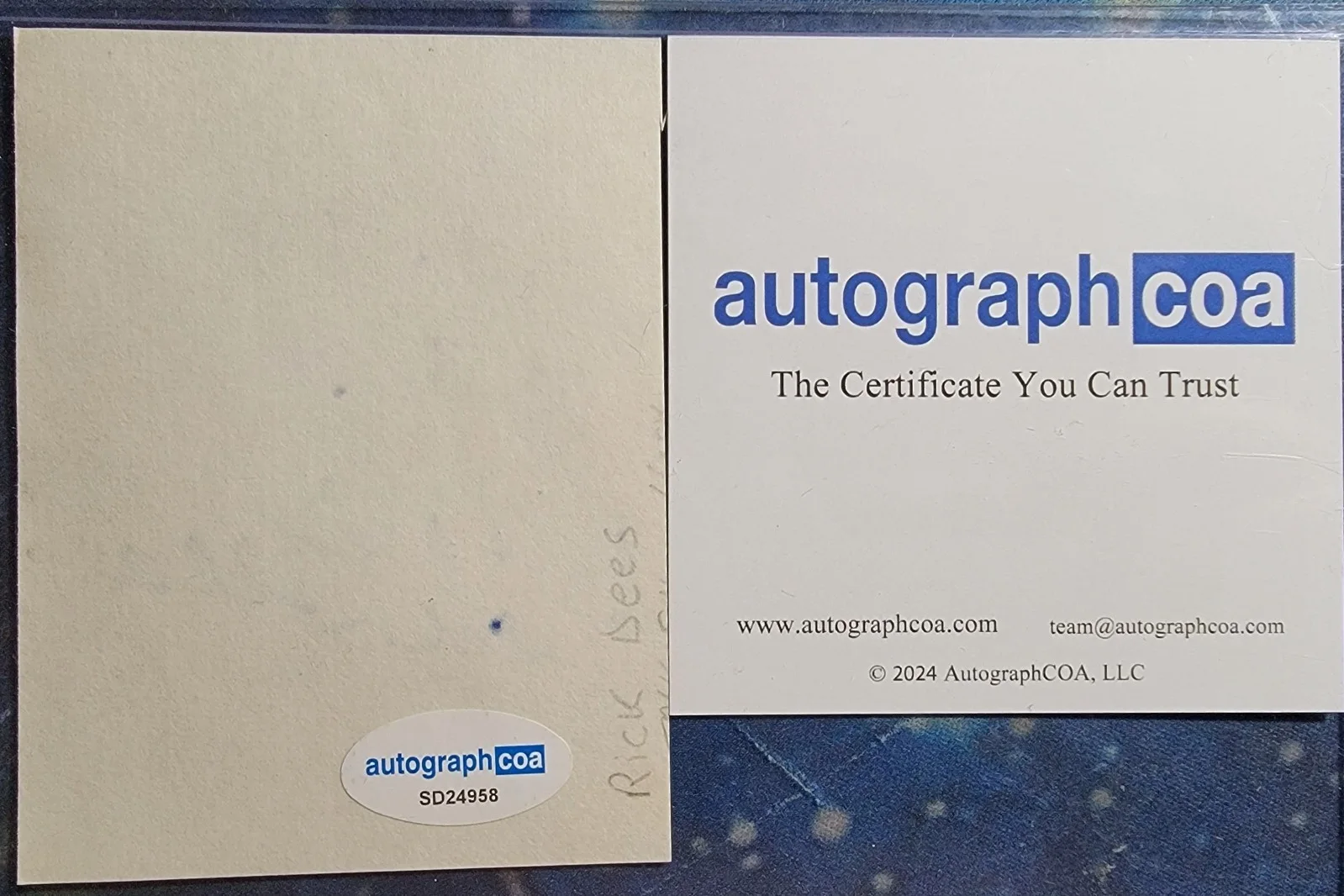 Rick Dees — Rick Dees Authentic Signed Index Card W/ ACOA Disco Duck, image 4
