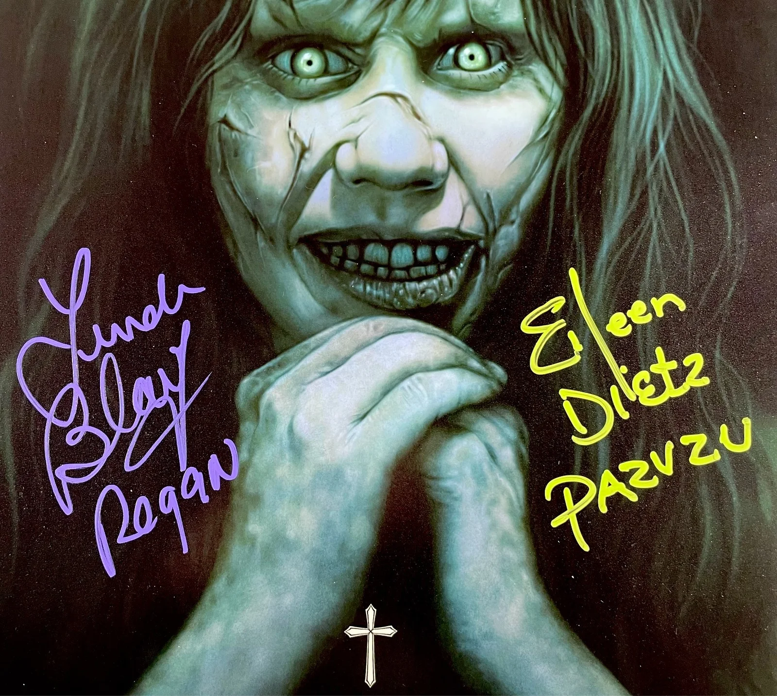 Linda Blair — Linda Blair & Eileen Dietz Signed The Exorcist 11x17 Movie Poster JSA COA, изображение 2