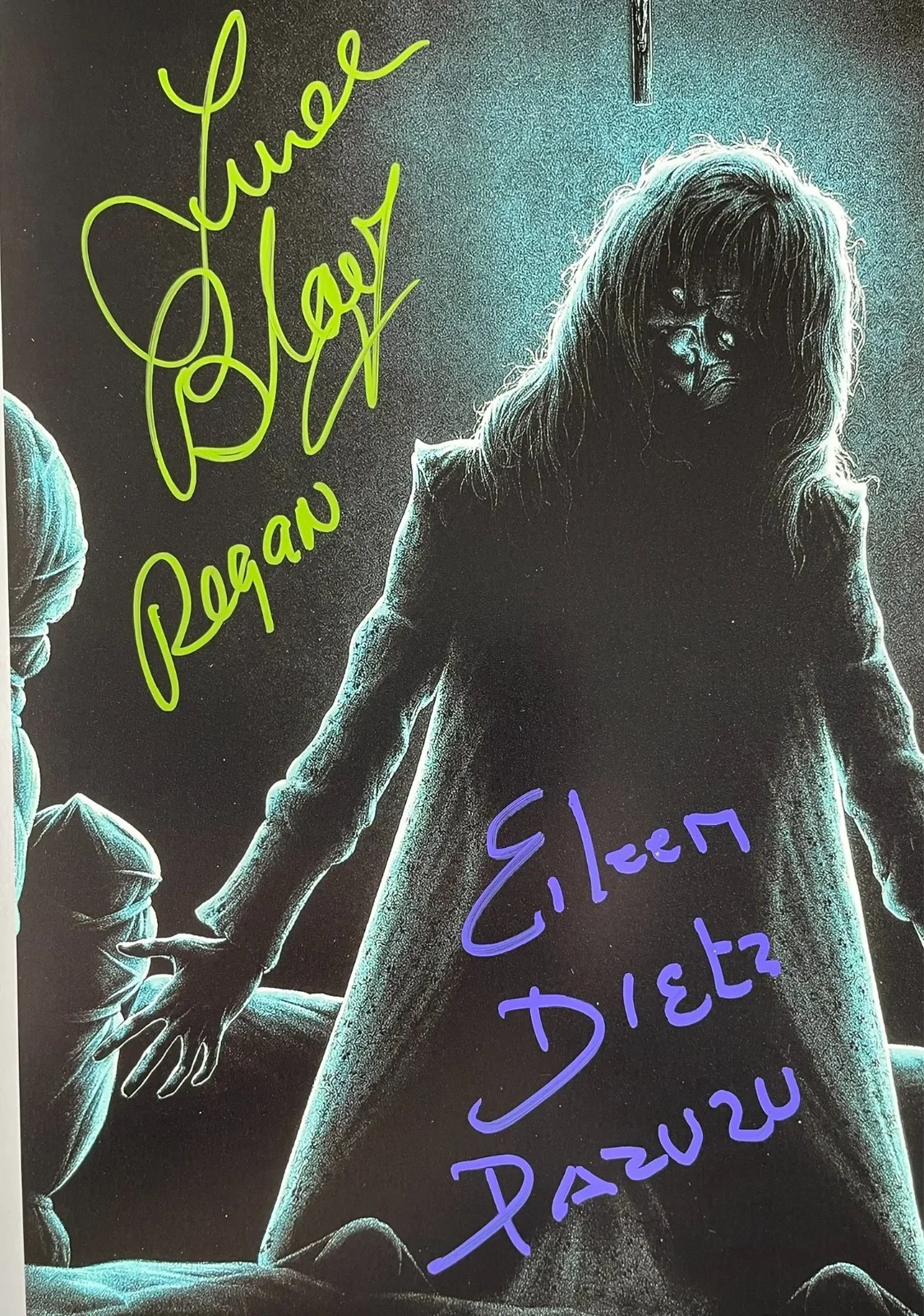 Linda Blair — Linda Blair & Eileen Dietz Signed The Exorcist 11x17 Movie Poster JSA COA, изображение 2