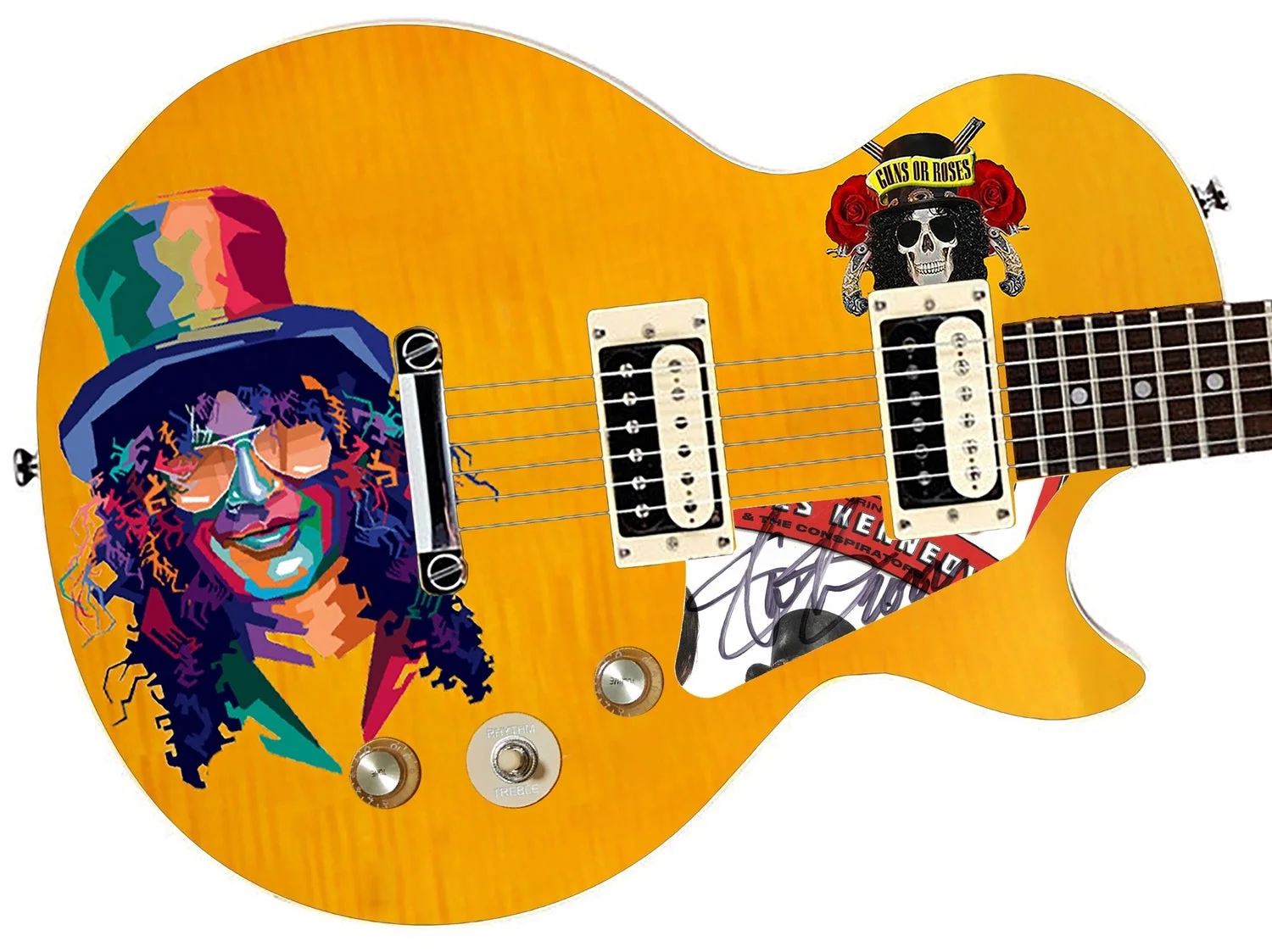 Slash of Guns N Roses Autographed Custom Graphics Epiphone AFD Special II Guitar, изображение 2