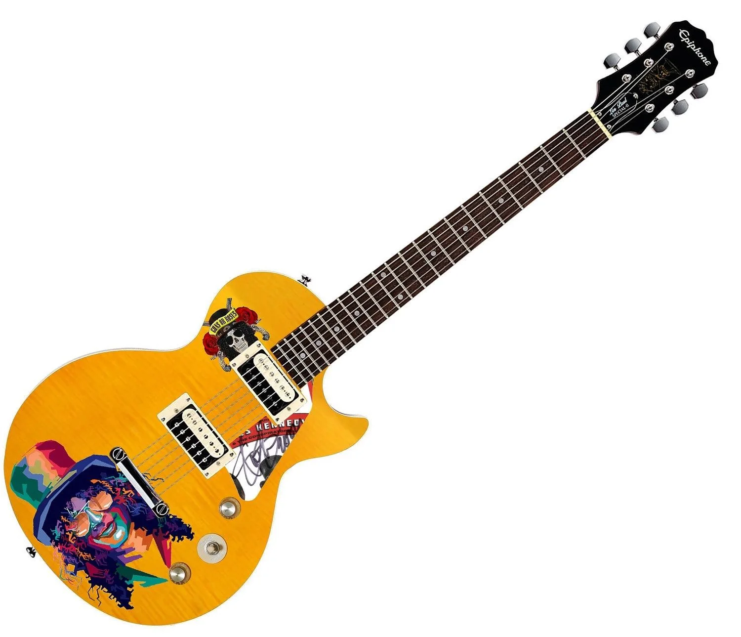 Slash of Guns N Roses Autographed Custom Graphics Epiphone AFD Special II Guitar, изображение 4