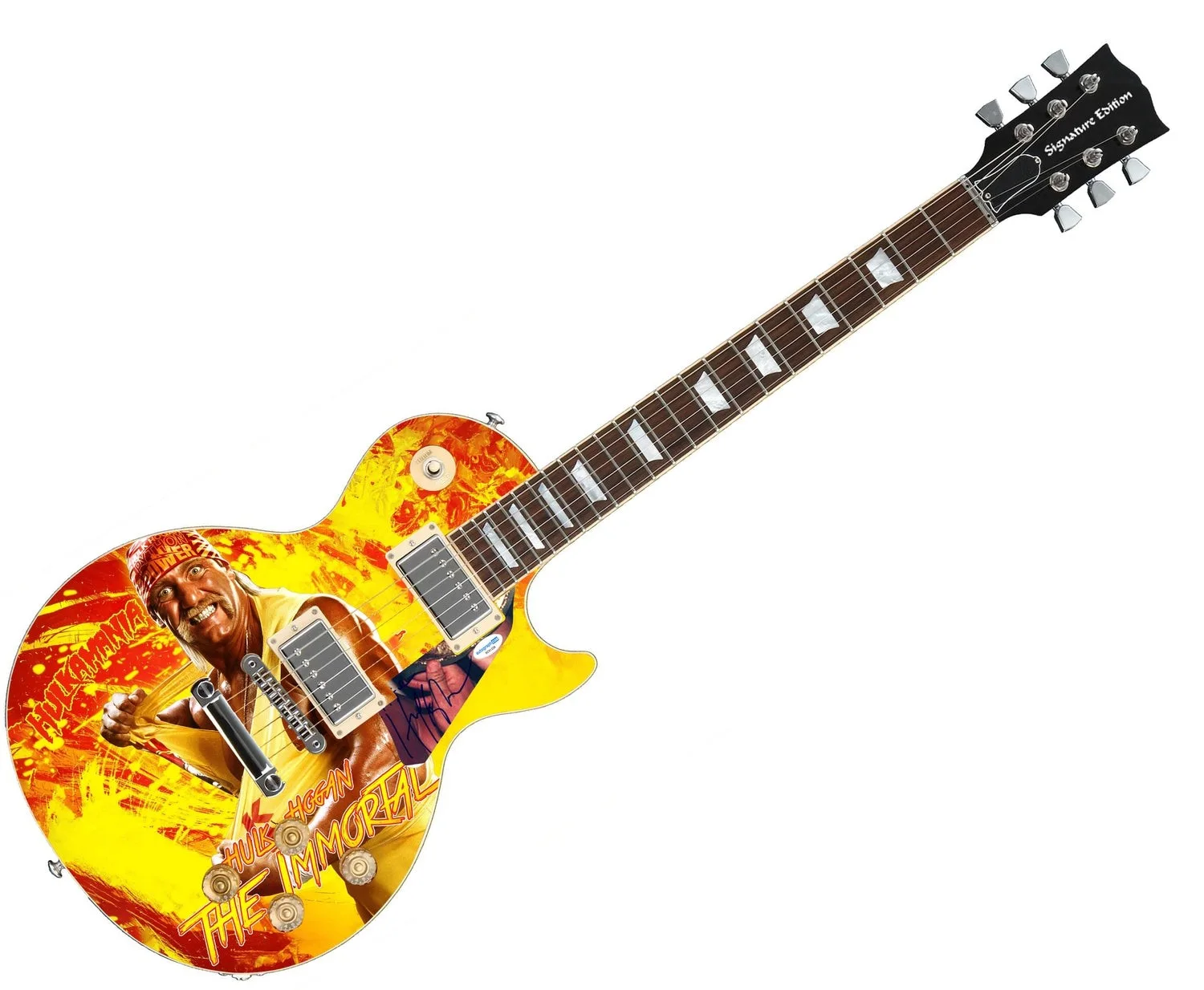 Hulk Hogan Autographed "The Immortal" Custom 1/1 Graphics Guitar, image 2