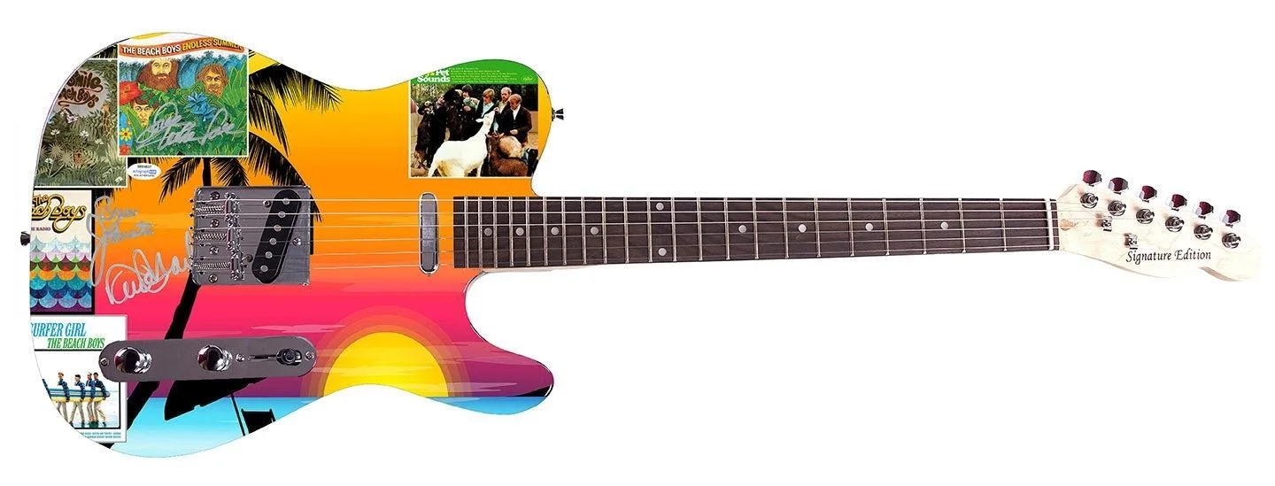The Beach Boys Johnston Marks Mike Love Autographed Graphics Guitar ACOA Exact P, изображение 3