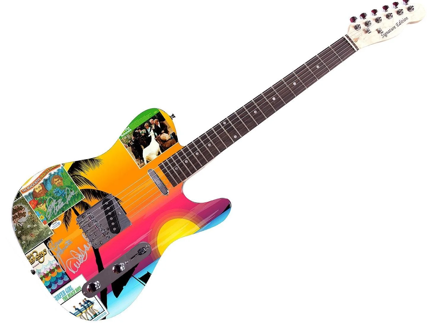 The Beach Boys Johnston Marks Mike Love Autographed Graphics Guitar ACOA Exact P, изображение 5