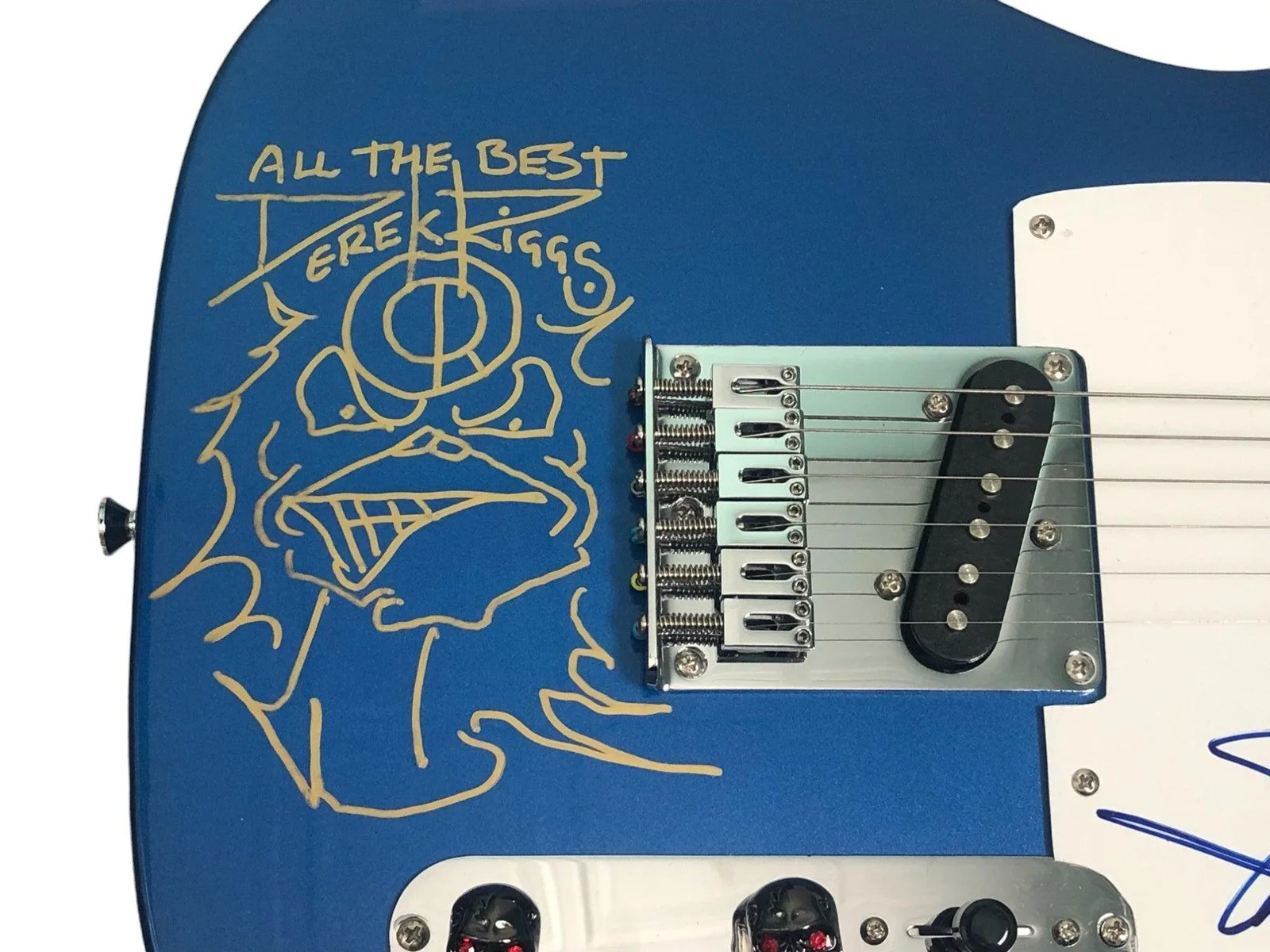 Iron Maiden Signed Fender Guitar w Hand Drawn Eddie Sketch, изображение 5