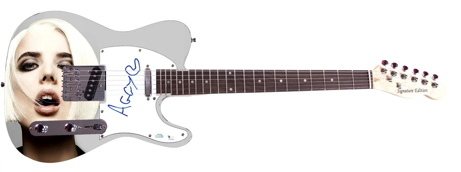Agyness Deyn Autographed Custom Graphics Guitar ACOA, image 2