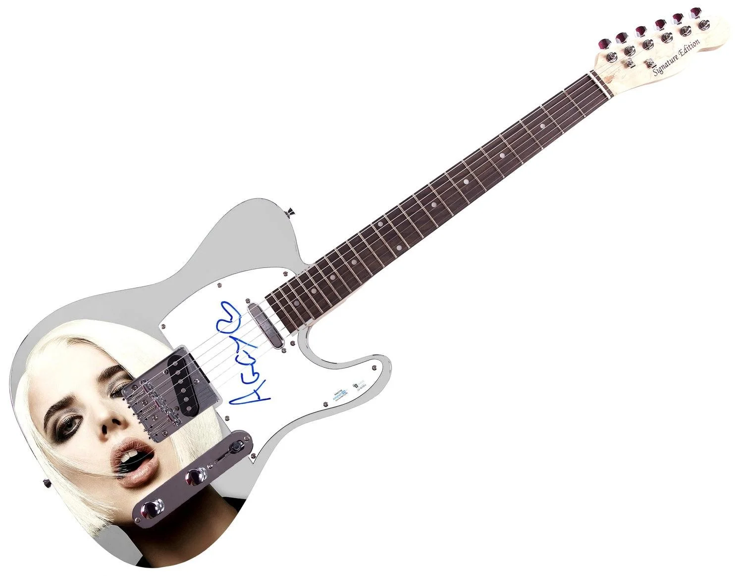 Agyness Deyn Autographed Custom Graphics Guitar ACOA, image 3