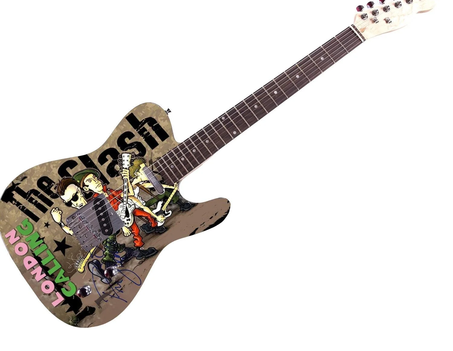 The Clash Paul Simonon Signed Custom Graphics Guitar, image 3