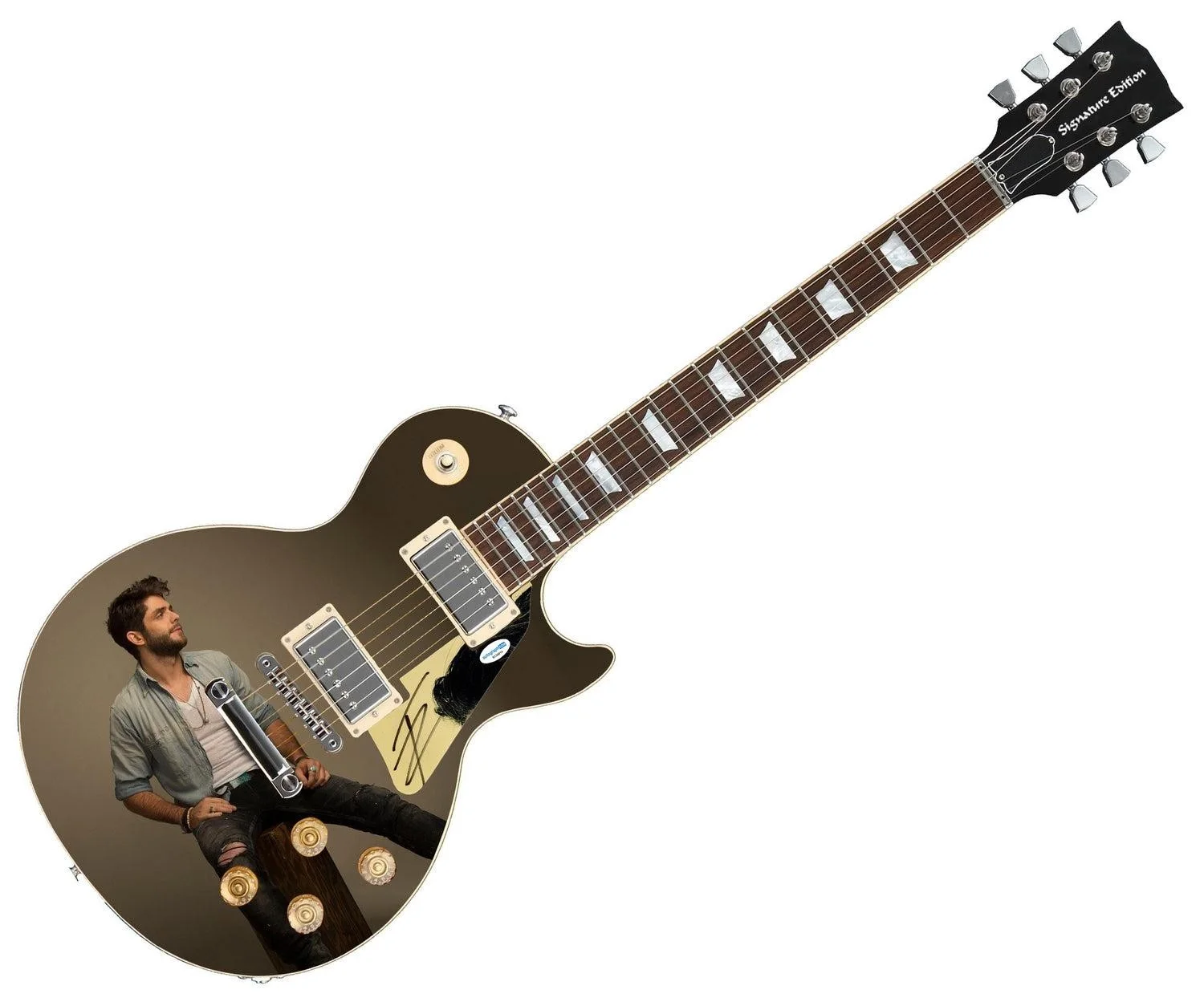 Thomas Rhett Signed 1/1 Custom Graphics Guitar ACOA, image 3