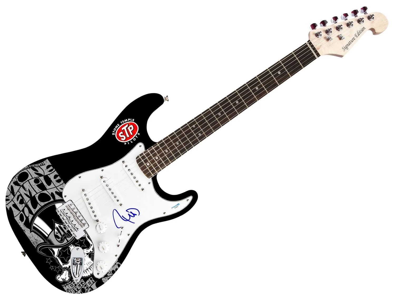 Robert Deleo Signed Stone Temple Pilots Custom Graphics Guitar ACOA, image 3