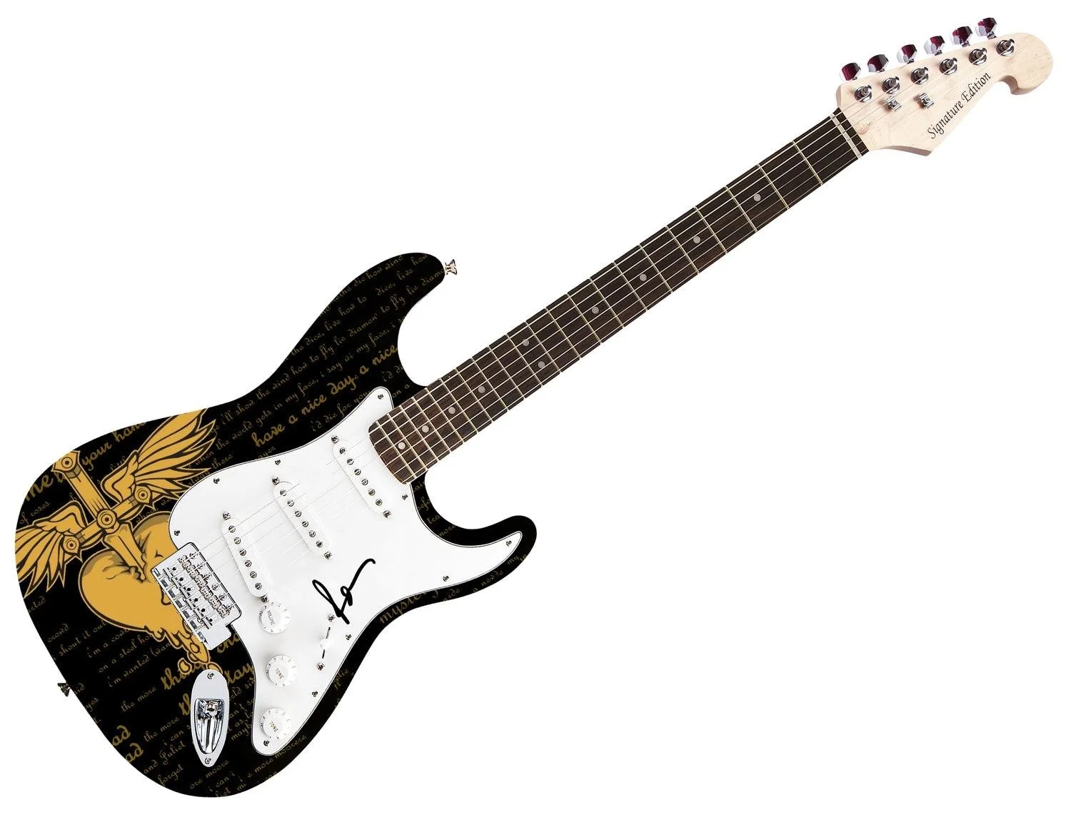Richie Sambora Signed "Sword Of Sound" Custom Graphics Guitar, image 3